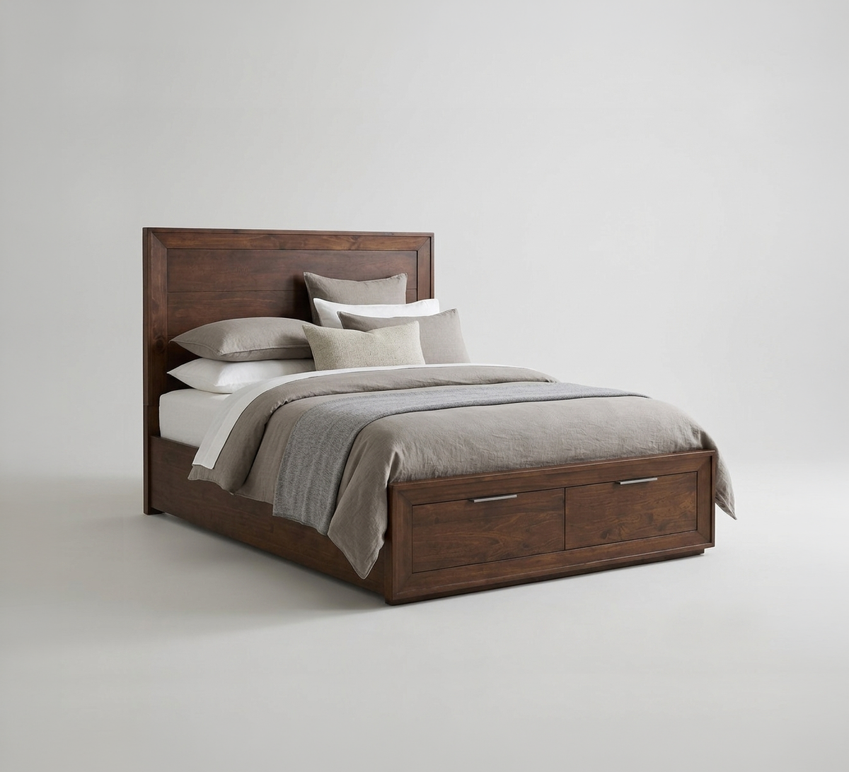 Denham Panel King Bed with Drawers