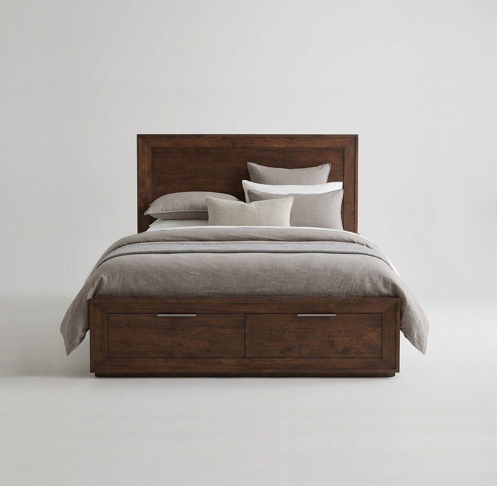 Denham Panel King Bed with Drawers