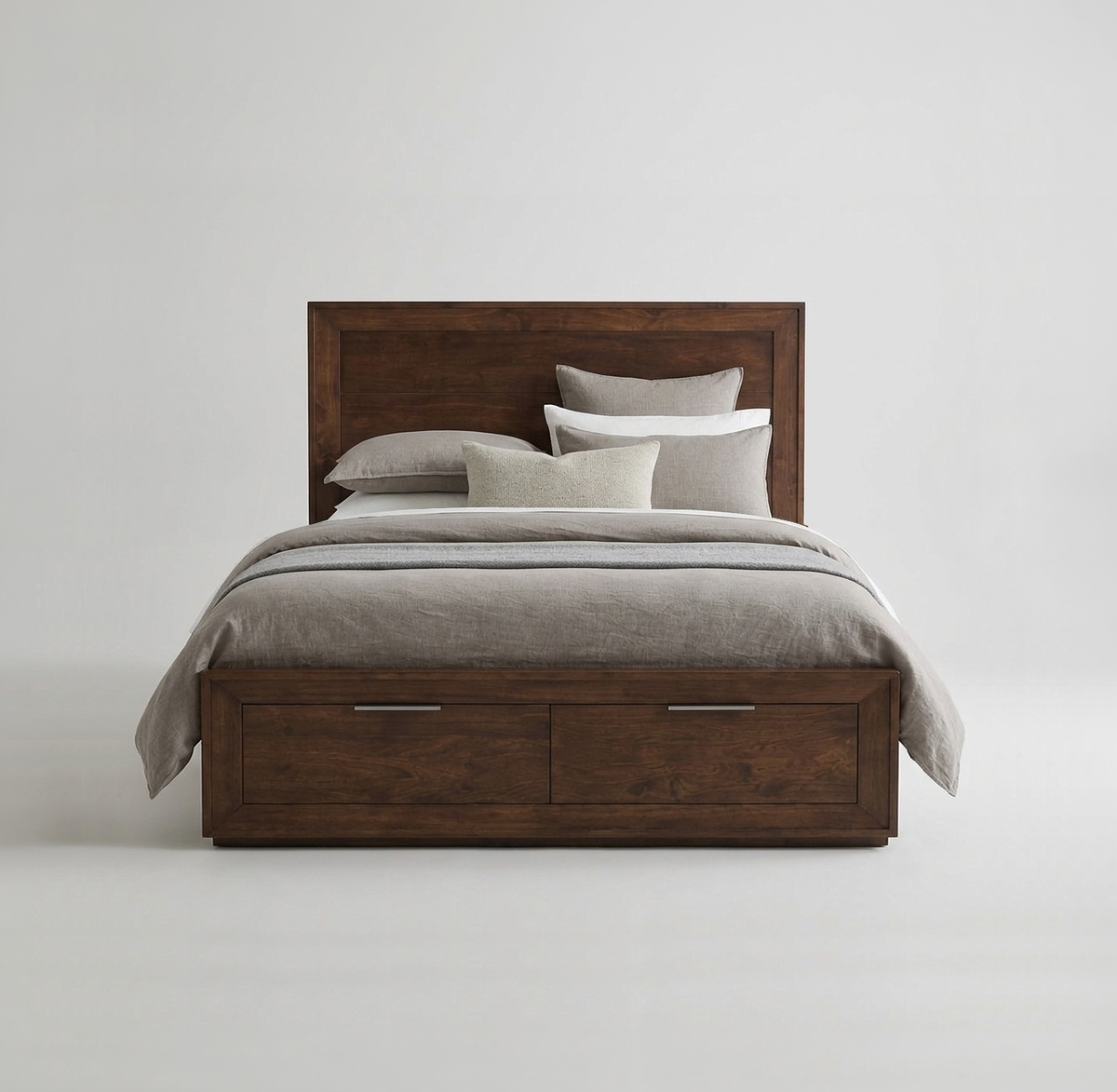 Denham Panel King Bed with Drawers