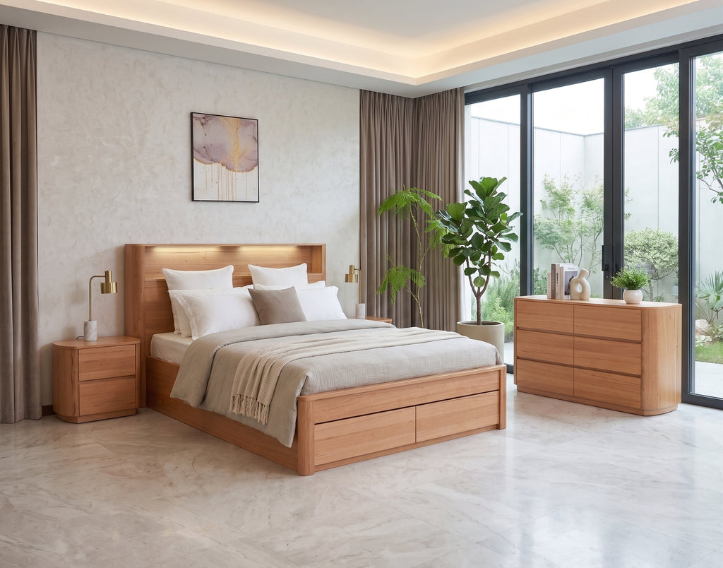 Harris King Bed with Drawers and LED Headboard