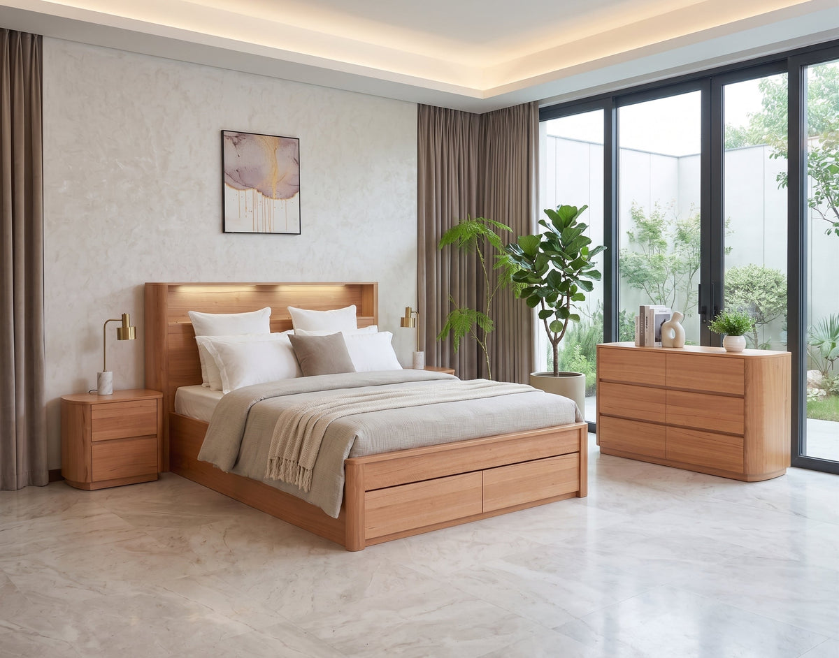 Harris King Bed with Drawers and LED Headboard