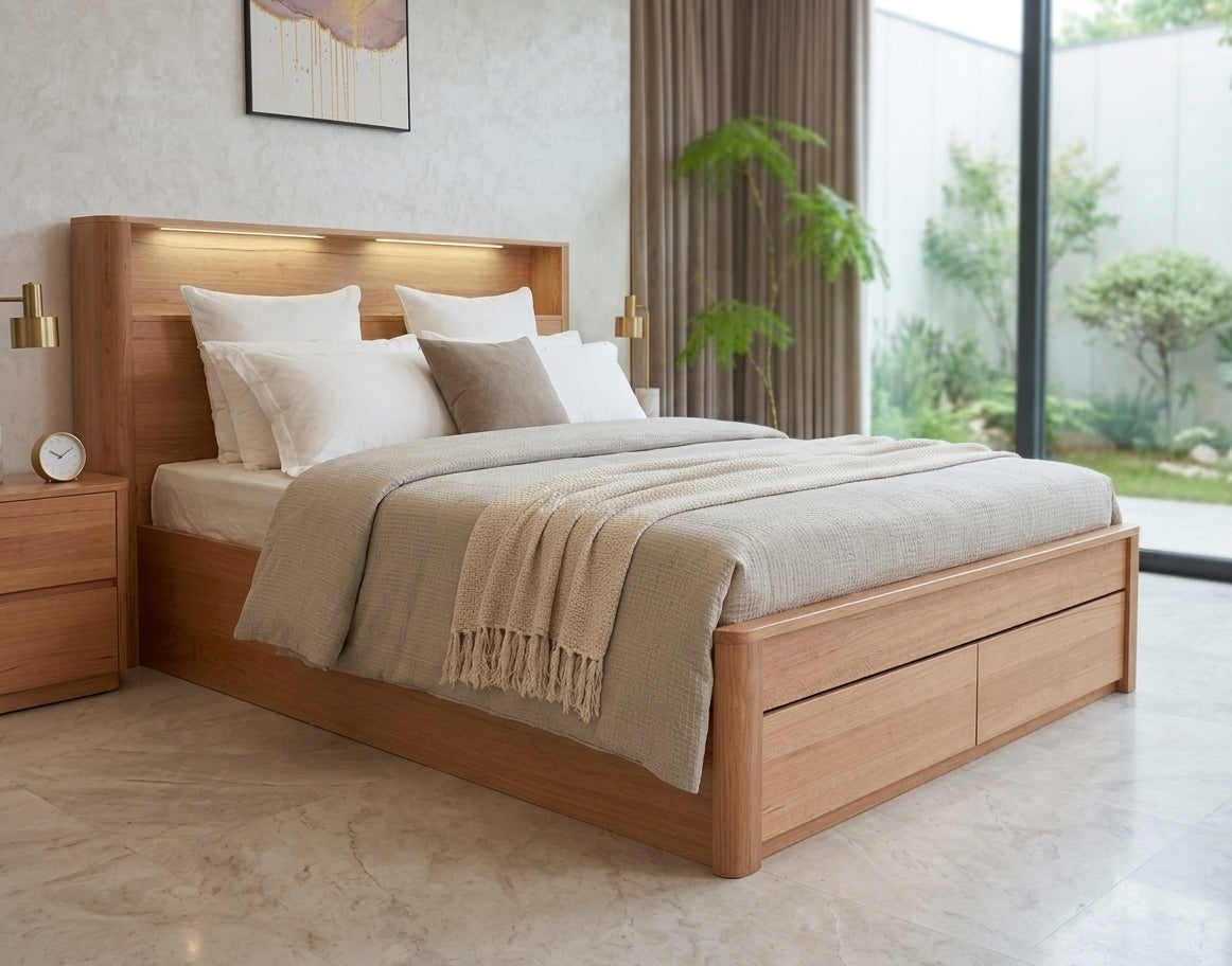 Harris King Bed with Drawers and LED Headboard