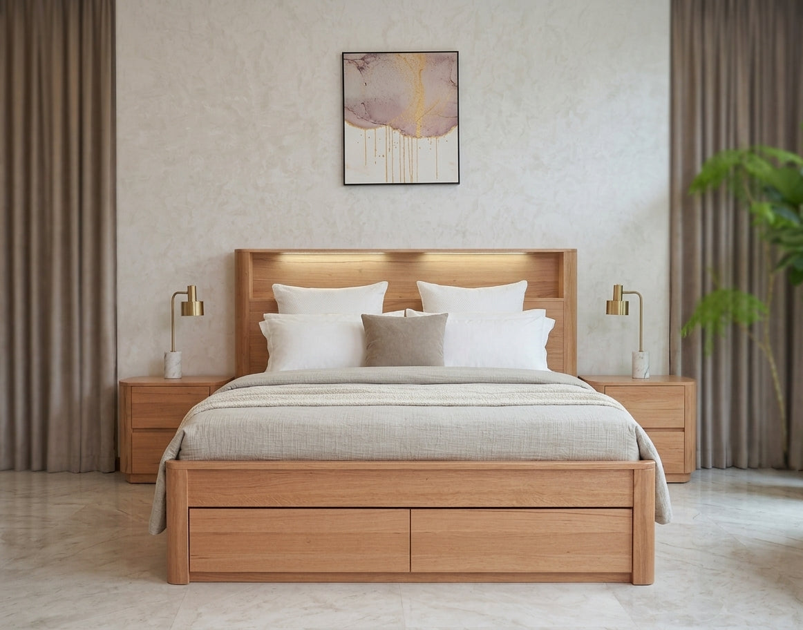 Harris Queen Bed with Drawers and LED Headboard