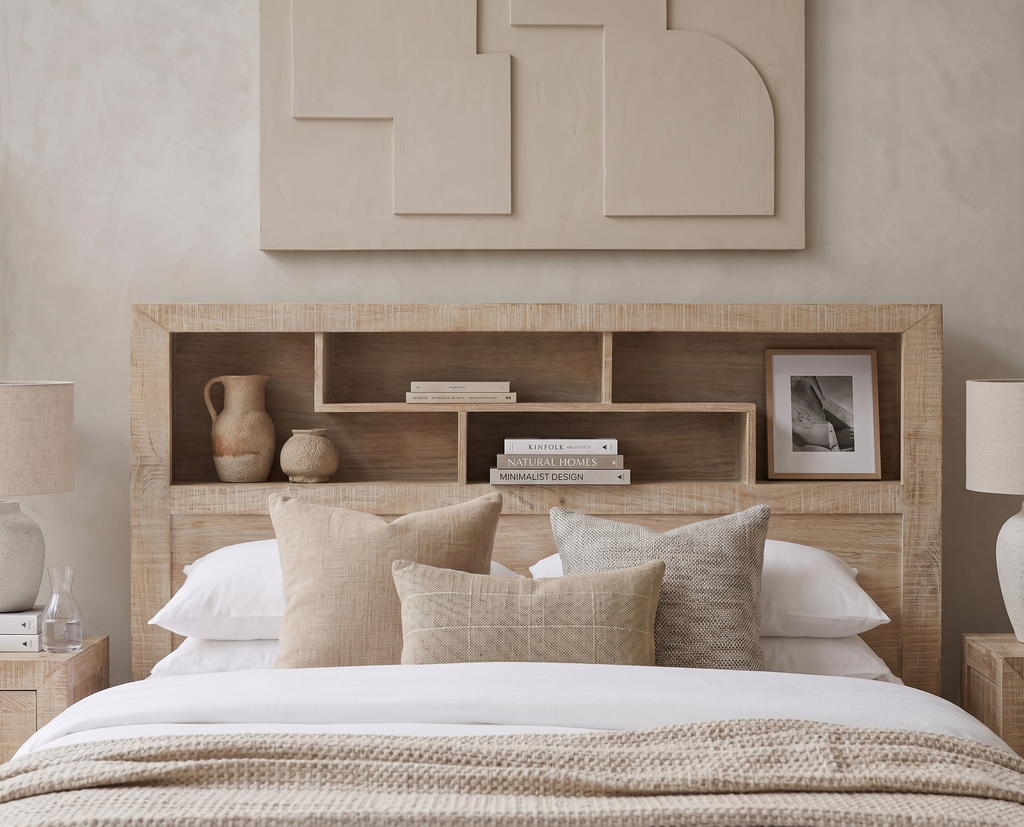 Lucas Queen 2 Drawer Bed with Bookcase Headboard