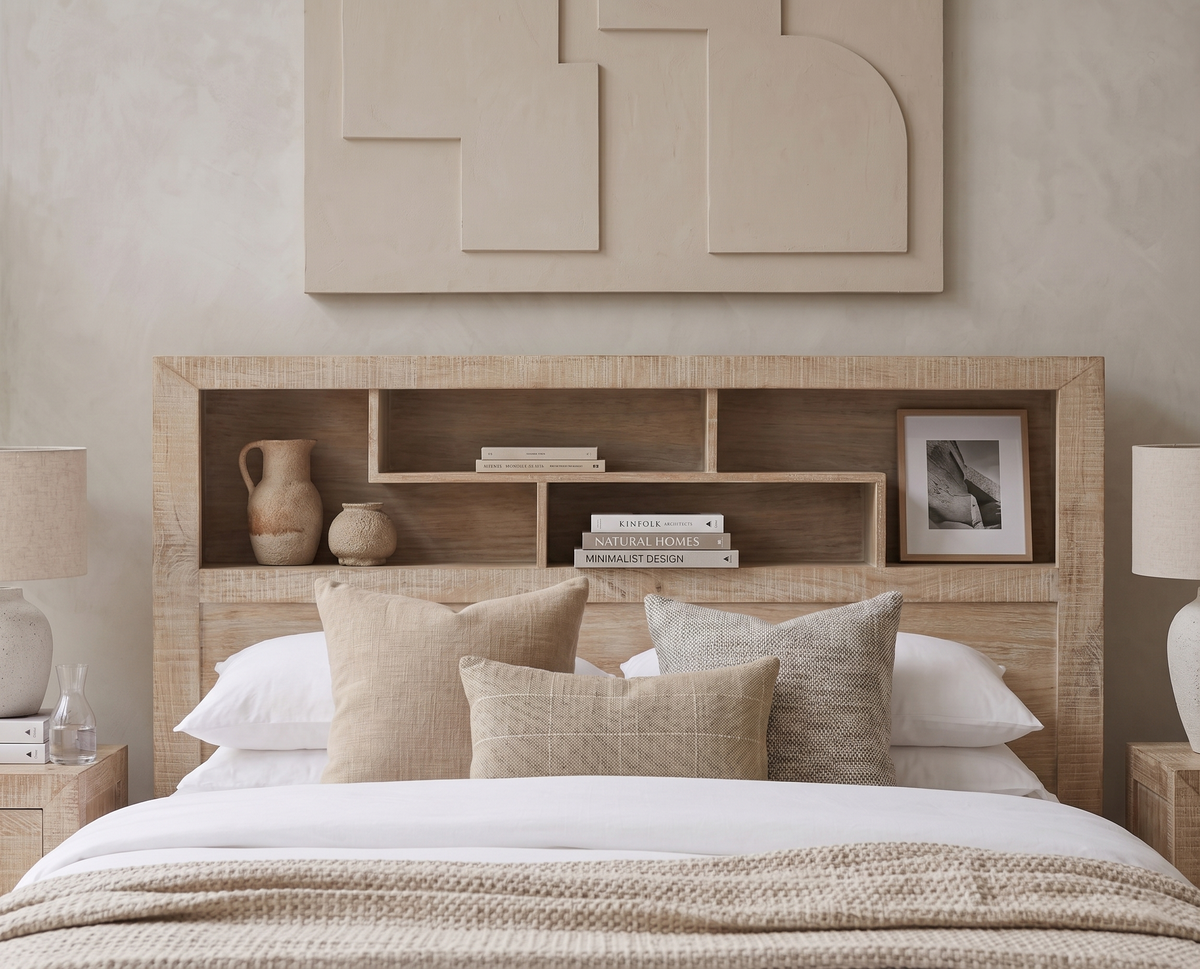 Lucas Queen 2 Drawer Bed with Bookcase Headboard
