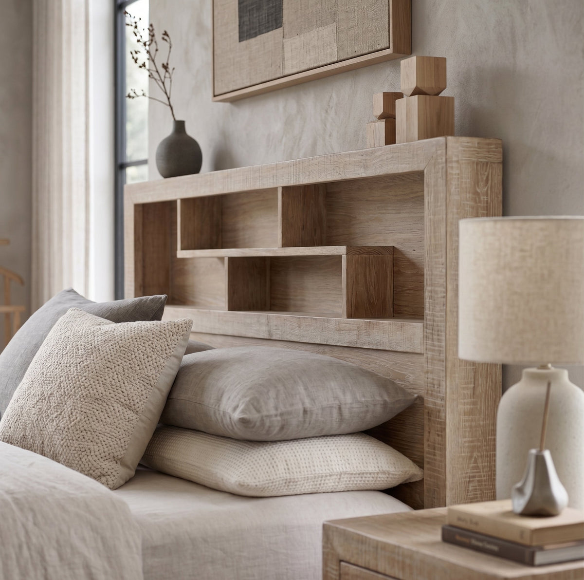 Lucas King 2 Drawer Bed with Bookcase Headboard