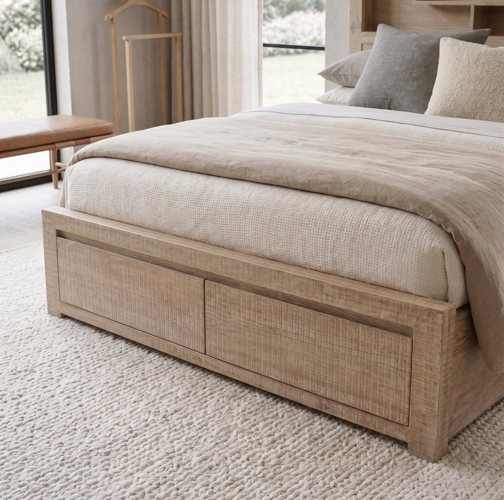Lucas King 2 Drawer Bed with Bookcase Headboard