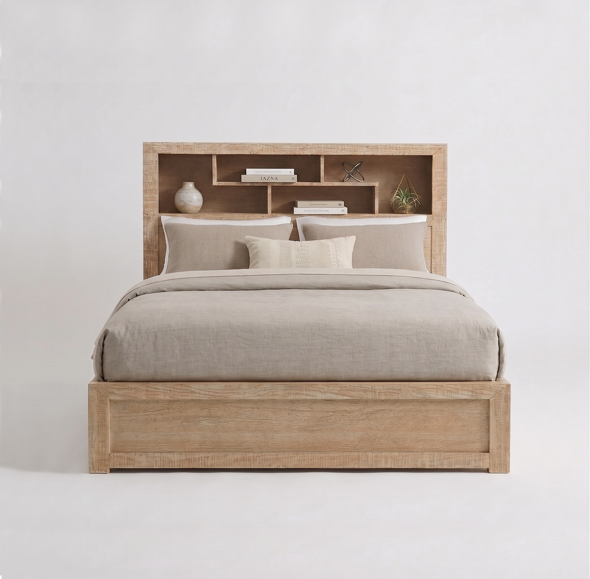 Lucas 4 Drawer Queen Bed with Bookcase Headboard