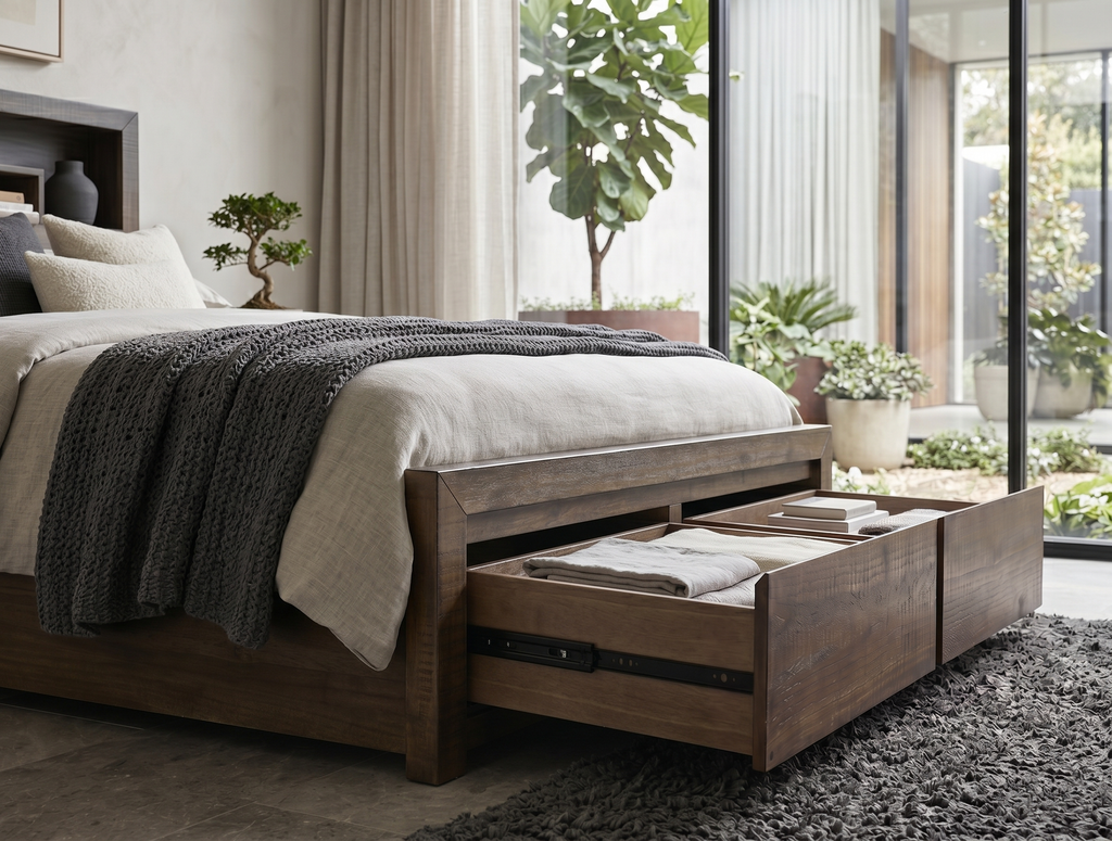 Oliver 2 Drawer Queen Bed with Bookcase Headboard