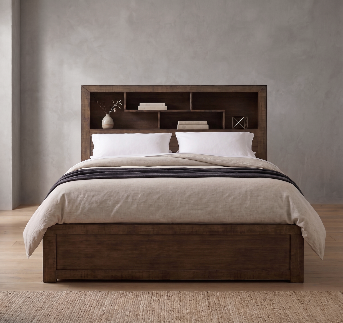 Oliver 4 Drawer Queen Bed with Bookcase Headboard