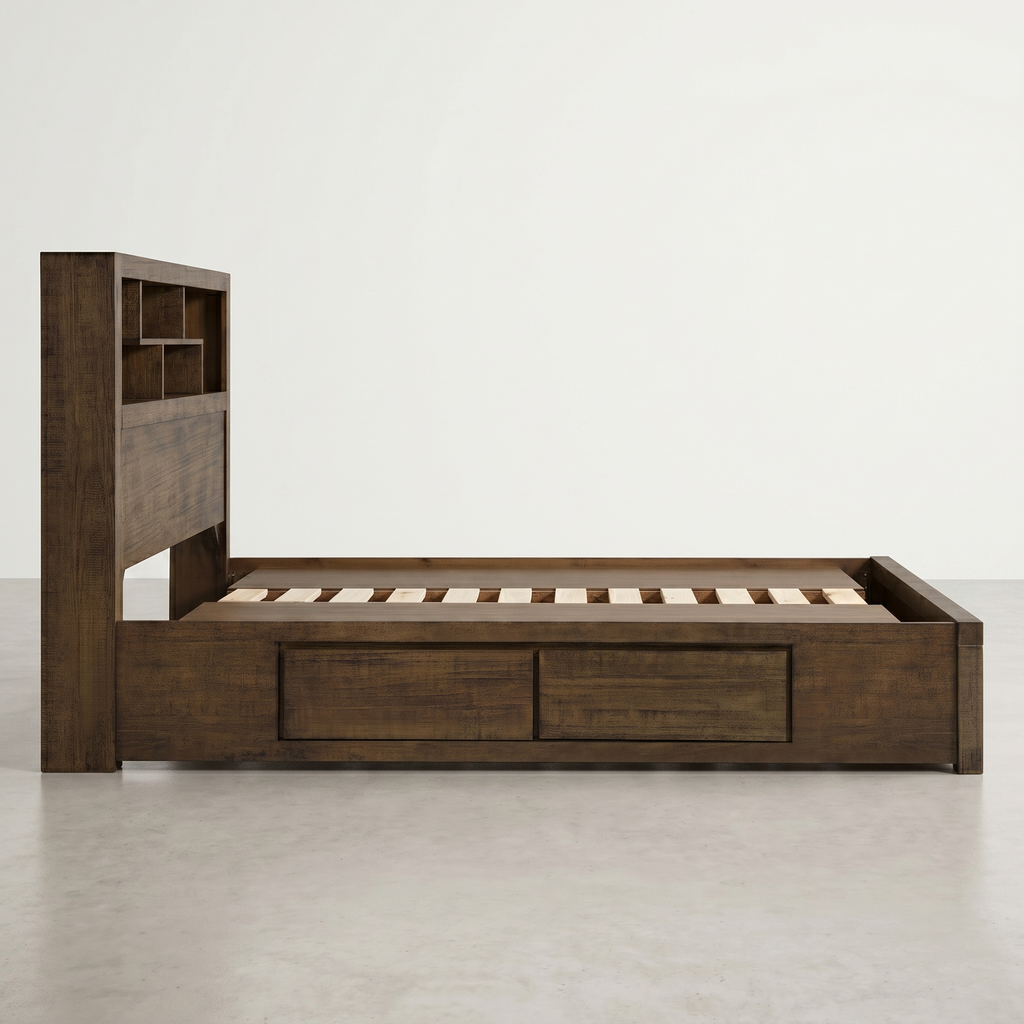 Oliver 4 Drawer Queen Bed with Bookcase Headboard