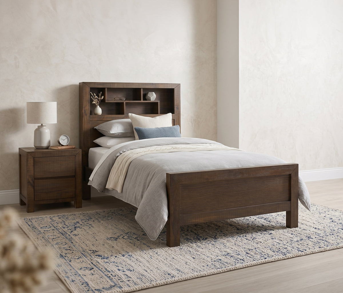 Oliver King Single Bed with Bookcase Headboard