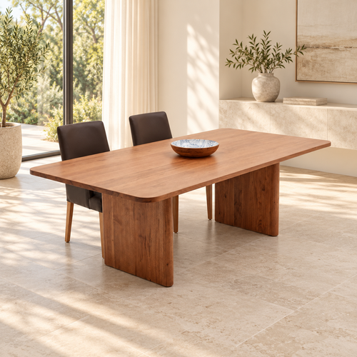 Tasman Blackbutt Dining Table 1.8m in a warm contemporary room